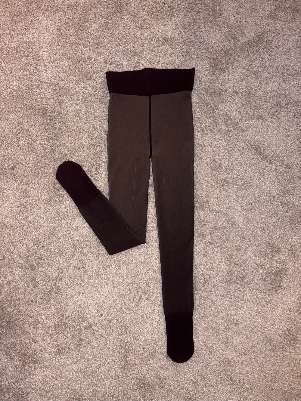 FLEECIES- High-Waist Opaque Tights in Dark Brown and Black Vanilla Shade